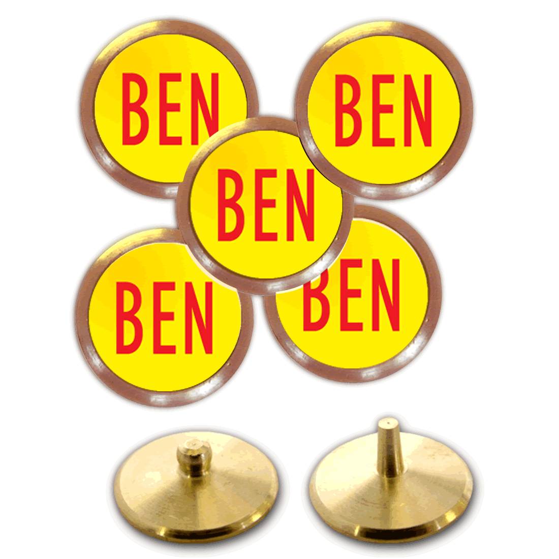 Best Impressions Personalised Golf Ball Markers Brass 5 Pack Different